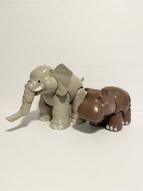 Fisher Price Little People Big Animal Zoo Hippo + Elephant Sounds Large 7” Toy